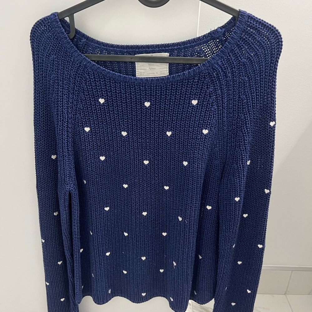 Navy Blue Heart Pattern Sweater